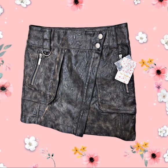 Free People Leather Skirt🖤🖤🖤 - Picture 1 of 5